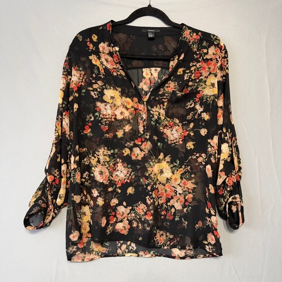 Forever 21 Tops - Forever 21 Womens Dark Floral Top Size Medium Sheer Forest Fairy Dark Romantic